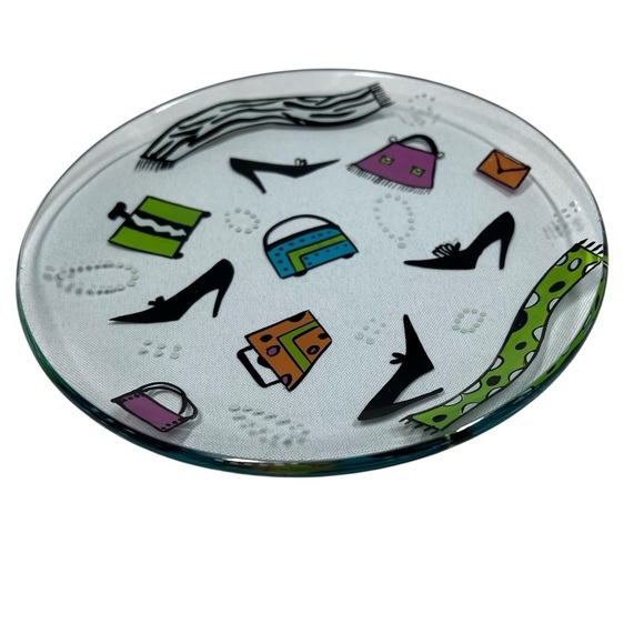 LOLITA Shopping Spree Collection Hand-painted Glass Fashion Plate 8" X 8" - Picture 5 of 15